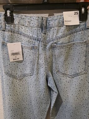 Forever 21 Light Wash Denim Jeans with Silver Studs